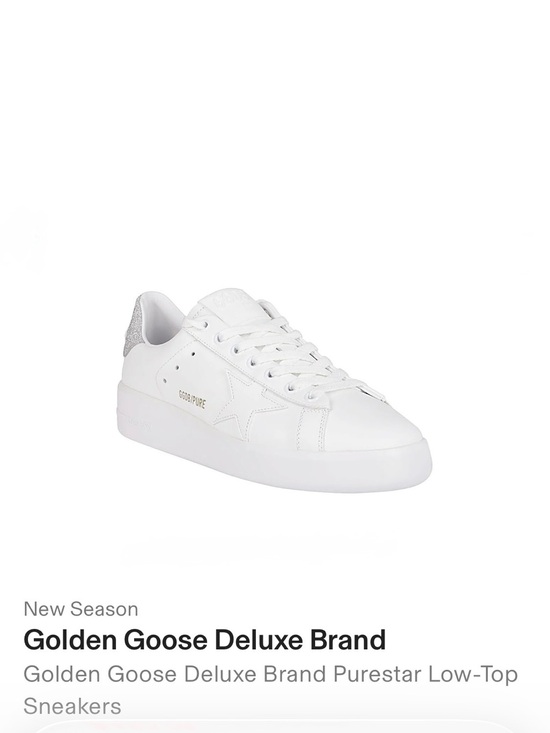 Golden Goose Shoes - Golden Goose White Leather Low-Top Sneakers with Silver Heel Tab